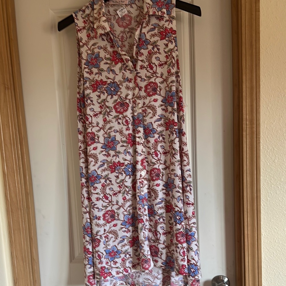 Harlow Pink and Blue Sleeveless V-Neck Midi Sundress